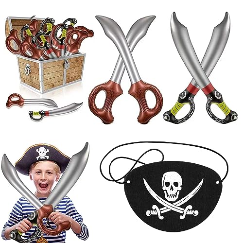 Espada Pirata Inflable Globos,Espada pirata inflable palo,Piratas del Caribe Inflables,accesorios juego para niños Halloween tema pirata juego de rol juegos de fiesta de cumpleaños decoraciones,5 PCS