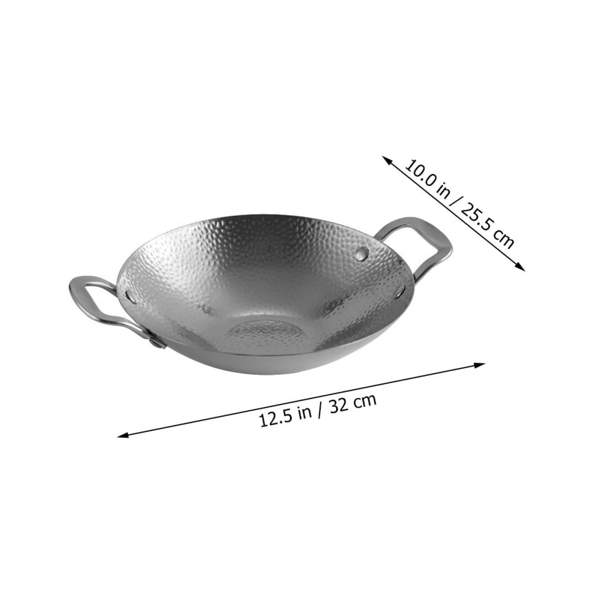 PACKOVE Wok in Acciaio Inossidabile con Doppia Maniglia e Rivestimento Antiaderente, Pentola per Cucina Domestica e Barbecue, Facile da Trasportare e Resistente