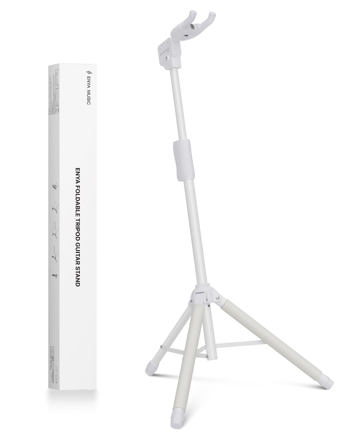 Auto-Lock Guitar Stand - Heavy Duty Steel, 33lbs Capacity, 360° Non-Slip Base & Military Anti-Rust, white