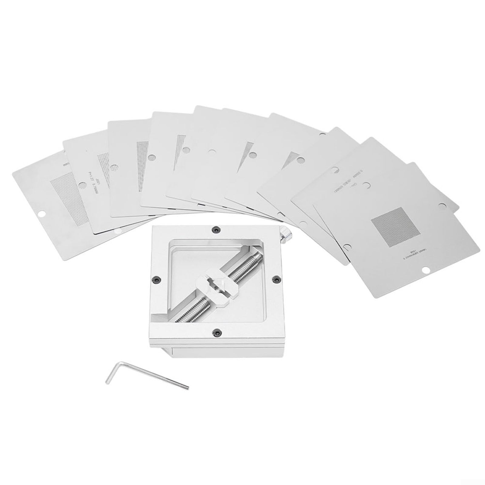 BGA Reballing Fixture 90mm Stand con 10pcs Stencil Set