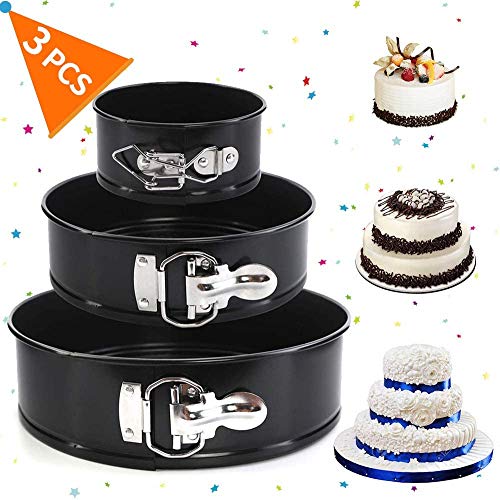 Mantraraj Cake Tin Set Nonstick and Leakproof 3 Pieces Cake Pan/Springform Cake Tin/Cheesecake 3 Tier Wedding Cake Pan Set with Removable Bottom