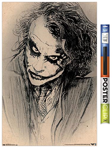 Trends International DC Comics Movie The Dark Knight - The Joker - Sketch Wall Poster, 34L x 22.4W, Premium Poster & Clip Bundle