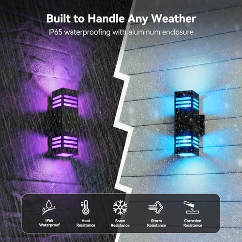 MZLITI Outdoor Wall Lights 4 Pack, RGBCW Smart Porch Lights with Various Scene Modes, Waterproof Dimmable Up and Down Lights Outdoor, DIY Lighting Effects, Compatible with Alexa, Google Assistant — view 6