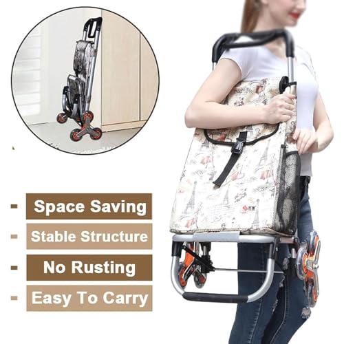 MHYSADGA Einkaufswagen mit Bungee-Cord, Einkaufstrolley, Faltbarer Einkaufswagen, Einkaufssackkarre mit 6 Rädern (A 91 * 30 cm) – Bild 6