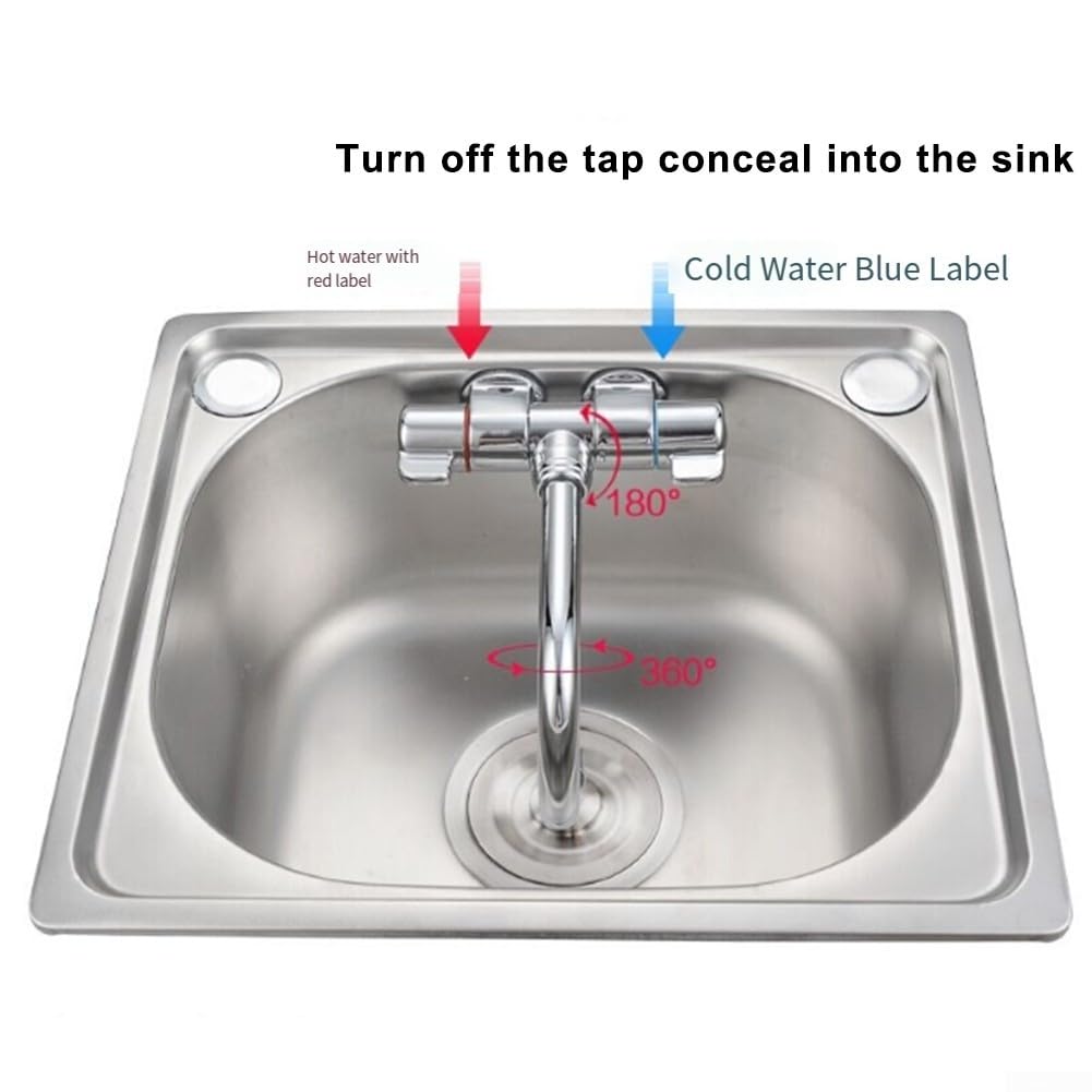 Grifo de doble manija plegable, para fregadero de caravana, grifo mezclador plegable para cocina y baño, sistema de agua para autocaravana, cámper (001)
