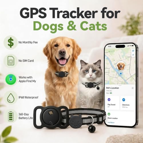 Dog Tracker, GPS Tracker for Dogs with Real-Time Location Tracking, No Monthly Fee or SIM, IP68 Waterproof Mini Pet Finder, 365-Day Battery, Stay Connected & Worry Less, iOS Only (Black) - Image 2