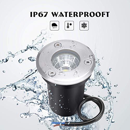 Image of Landscape Lights - LED Well Lights with 8 Pack, 6W, 12V-24V, IP67 Waterproof, Low Voltage Landscape Lighting for Driveway, Deck, Step, Garden (Warm White)