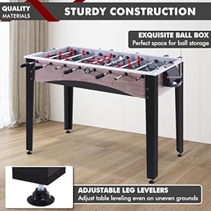 48in Foosball Table, Arcade Table Soccer w/2 Balls for Kids and Adults, Indoor Foosball Table for Home, Game Room w/Wood Grain Finish and Foosball Accessories 48in Foosball Table Arcade Table Soccer w2 Balls for Kids and Adults Indoor Foosball Table for Home Game Room wWood Grain Finish and Foosball Accessories