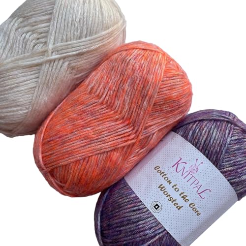 Image of Cotton to The Core Worsted Cotton Yarn, 3-Pack (654Yds /300G), Dusky Skies | Worsted Weight Cotton Yarn for Crocheting with Free Patterns, Beginners Friendly - #4 Medium Worsted Weight Yarn for Knitting