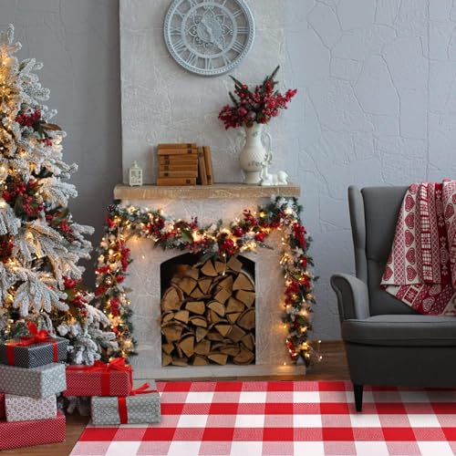 Tapete Navideño Exterior 61 x 130 cm Rojo y Blanco miniatura 5