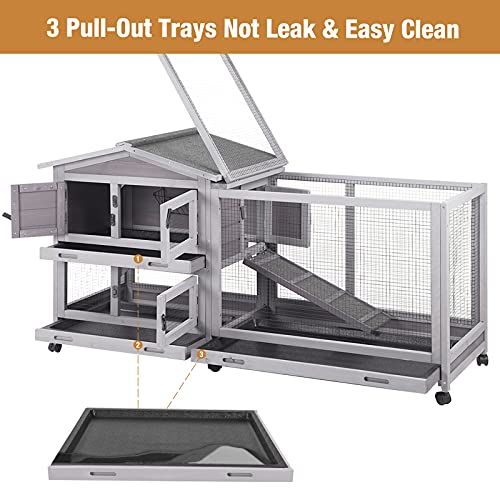 Gutinneen Bunny Cage Indoor And Outdoor Rabbit Hutch With Casters Waterproof Roof thumb #4
