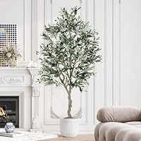 YOLEO 6FT Artificial Olive Tree, Faux Olive Silk Tree Indoor, Lifelike Fake Plant for Living Room Bedroom Balcony Corner Office Decor (Style 5)