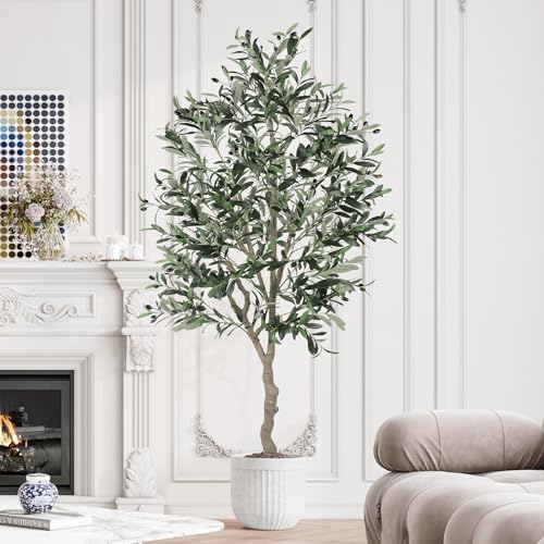 YOLEO 6FT Artificial Olive Tree Faux Olive Silk Tree Indoor Lifelike Fake Plant for Living Room Bedroom Balcony Corner Office Decor (Style 5)