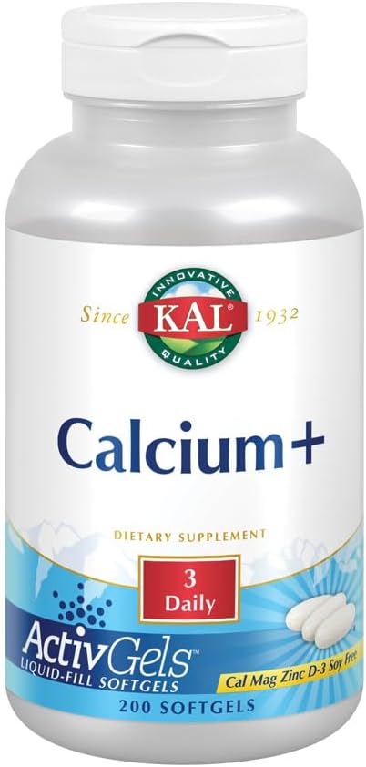 Calcium Plus Softgels - 1000mg per Serving, Calcium, Magnesium, Zinc, & D3 Supplement, for Men and Women - 200 Count Softgels