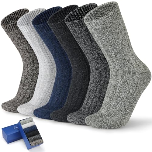 ICEIVY Socks for Men 5-6 Pairs Winter Warm Wool Crew Ankle Soft Thick Heated Thermal Socks Gifts For Men