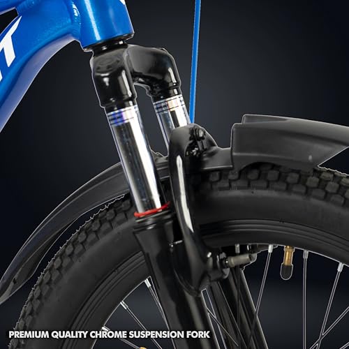 Image of ROADGIANT Kiev 20T Dual Disc Brake | Aluminum Frame Bicycle |Single Speed | Front Suspension | Unisex | Kids Cycle for All-Terrain Riding (Ocean Blue)