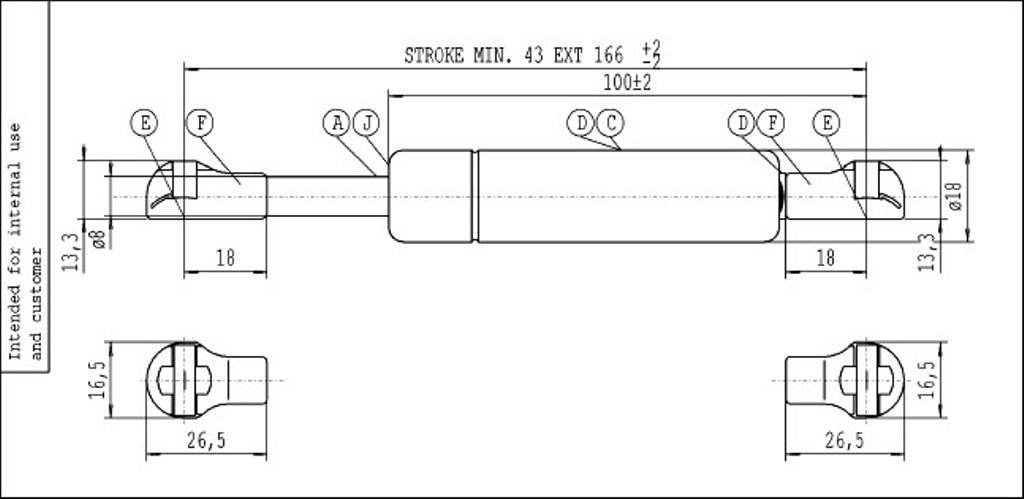 Stabilus 6582yg przemysł sprężyn gazowych