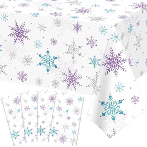4 Stück Weihnachten Schneeflocken Tischdecke Blau und Lila...
