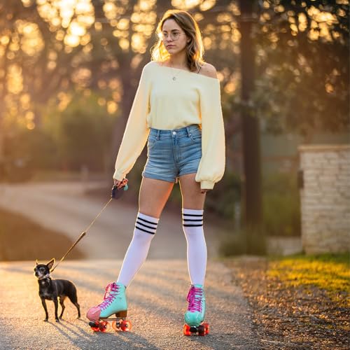 Image of Trifabricy Thigh High Socks for Women, Warm Over Knee High Socks, Extra Long Striped High Boot Stockings for Daily Wear