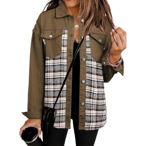 Oversized Denim Jacket Women Casual Button Down Shacket Long Sleeve Boyfriend Jean Jacket Trendy Western Work Coats2