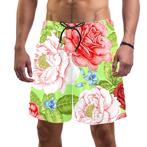 Maillots de bain hommes JDEZ short de plage fleuri léger coloré