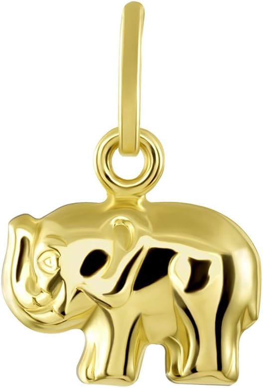 Jewelry America 14K Yellow Gold Mini Elephant Charm Feng Shui Symbol Pendant
