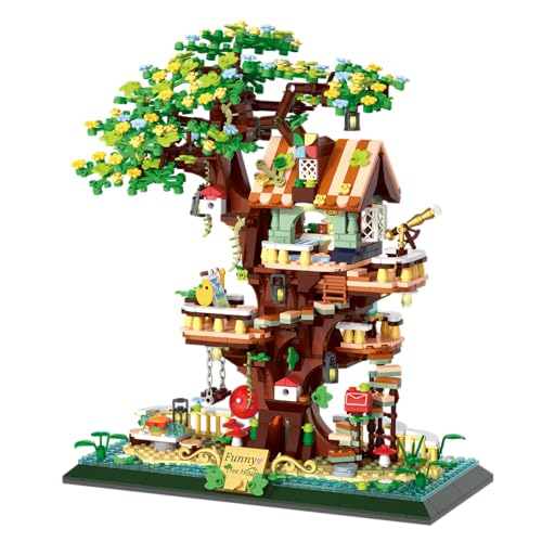 Image of SKY LINE OCEAN Funny Tree House Mini Blocks Building Set - 1130 Pieces Creative Architecture Construction Toy, STEM Educational Model for Kids & Adults | 6 Months Structural Warranty