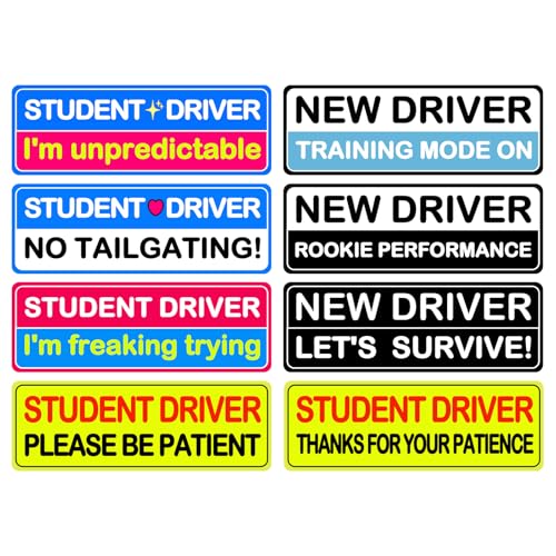Image of 8Pcs Student Driver Magnetic Sticker, Removable Lovely Student Driver Sticker Magnet Supplies for Car, Keep Your Distance Safety Sign Suitable for Novice Drivers