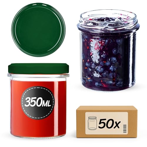 KADAX 50er Set Marmeladengläser 350ml TO82, Einmachgläser Vorratsgläser Mason Jar mit Schraubdeckel, Luftdichte Schraubgläser… – Ansicht 1