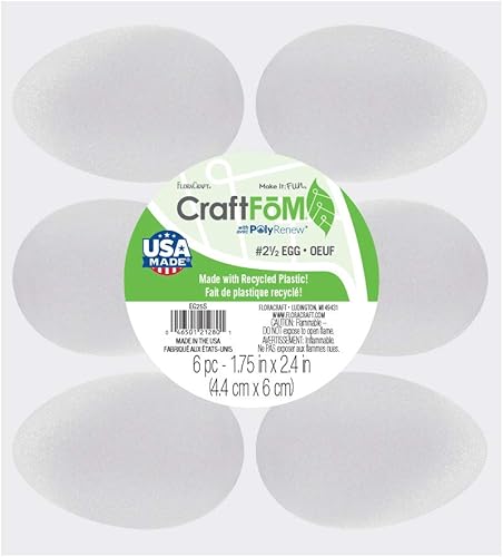 Miniatura 7 de FloraCraft CraftFM - Huevo de 3.8 x 5.6 pulgadas, color blanco
