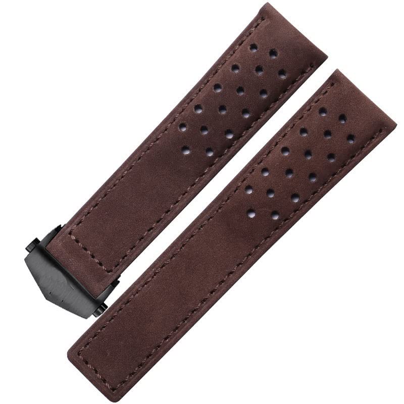 Bracelet de montre en cuir véritable gris 20mm élégant avec boucle pliante