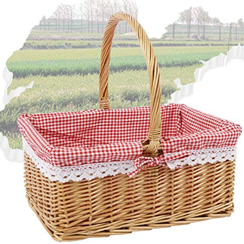 HEMOTON Cesta de Vime Do Piquenique Cesta Do Vinho Tecido Cesta de Frutas Cesta de Ovos Cesta de Doc