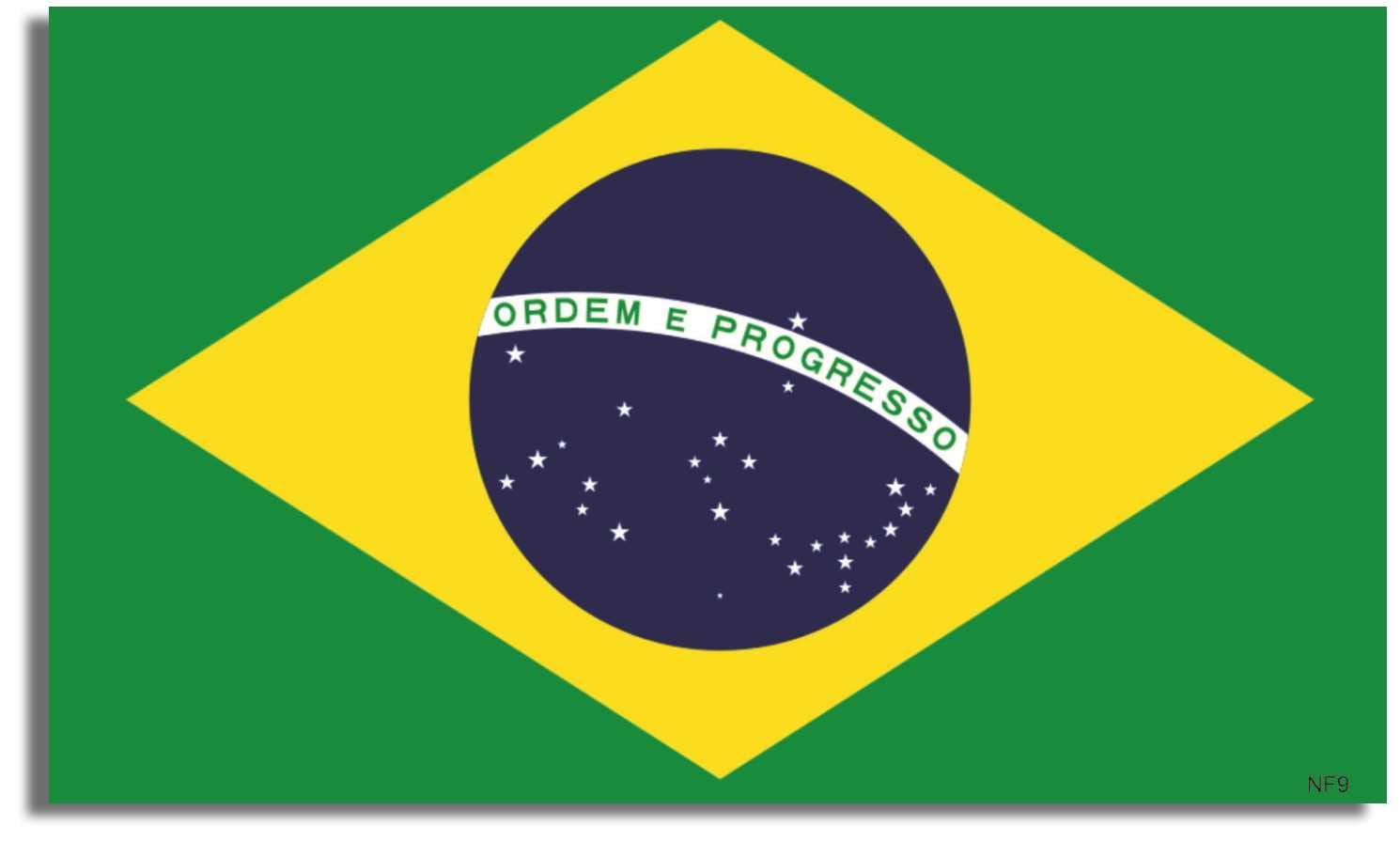 Gear Tatz - Brazil, Brazilian Flag - National Flag Bumper Sticker - 3 x 5 inches - Professionally Made in The USA - Vinyl or Magnetic Decal (Vinyl, X1)