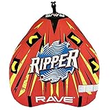 RAVE Sports 02918-RV-SMU Ripper 2 Rider Nylon Inflatable Towable Float with Foam Handles, Neoprene Knuckle Guards and Quick Connect Tow Points, Red