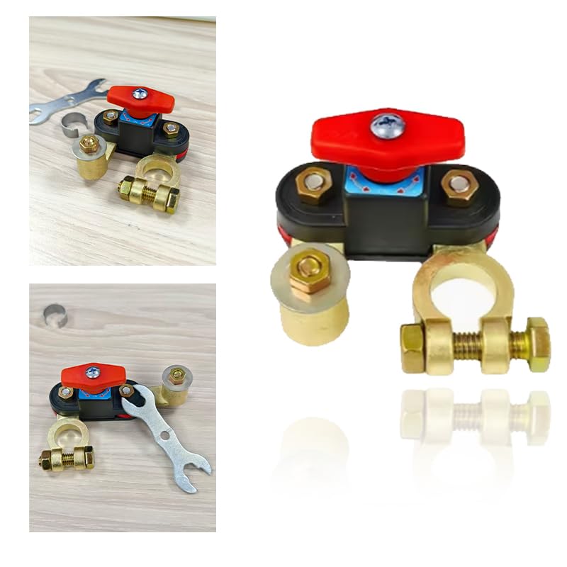 12V/24V Car Battery Power Off Switch, Brass Battery Isolator Cut Off Switch, for Car, RV, Truck, Boat, Prevent Battery Drained (1 Pack)