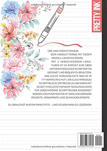 Handlettering Papier - Übungsheft: 60 Blatt, A4, liniert im 1:1:1 Verhältnis und 5 mm Punktraster, 2 verschiedene Lineaturen für Lettering, Moderne Kalligraphie und Schönschrift Taschenbuch – 20. Mai 2021 - Image 3