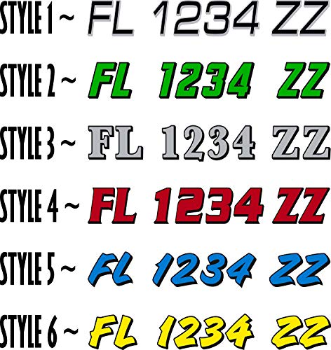 Boat Registration Numbers / 2 Pack/Custom State Registration Stickers/Vinyl Boat Decal Graphics Pair Registration Numbers
