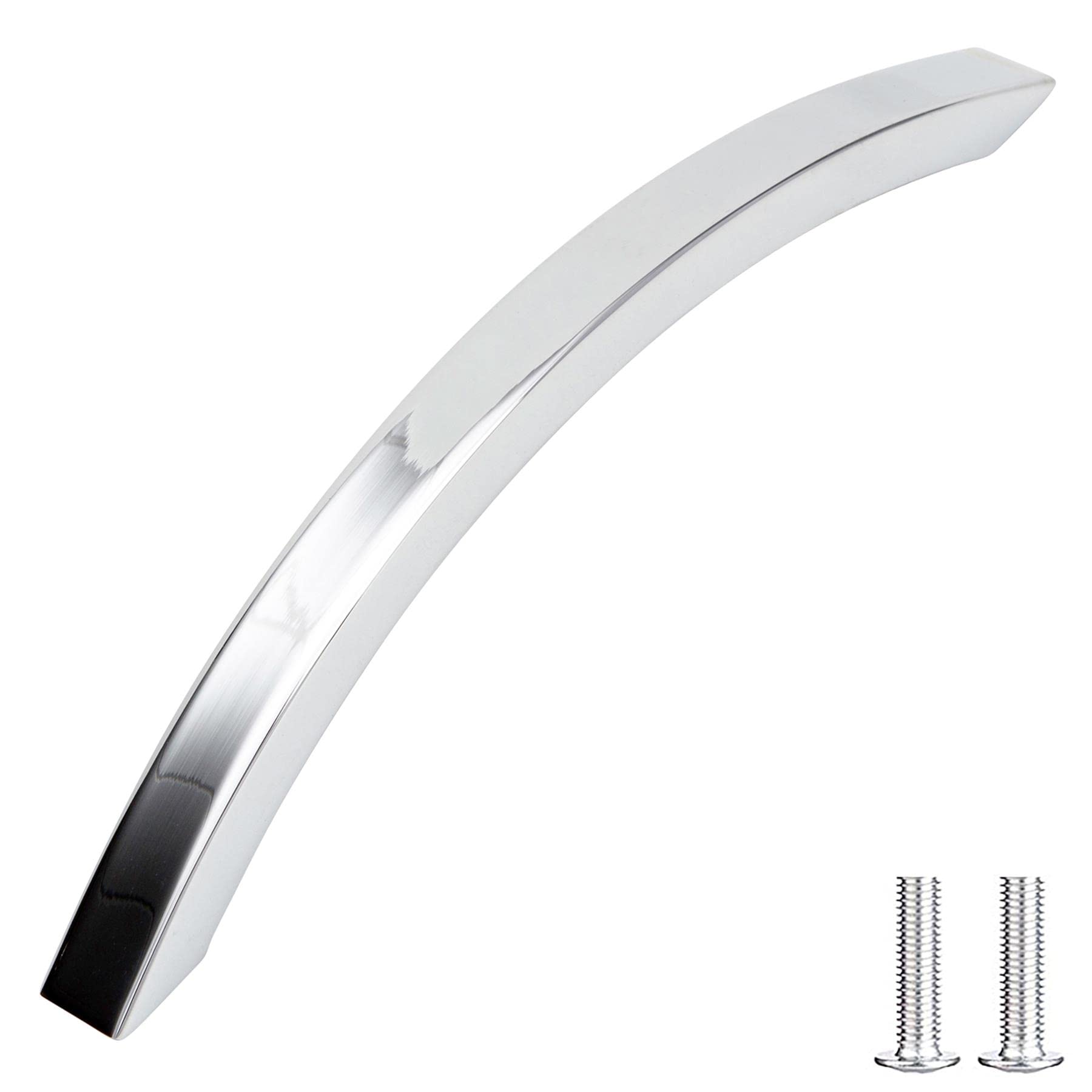Decoranddecor Polished Chrome Slimline Kitchen Door Handles Cabinet Pulls Sleek Design - Smooth Lines 160Mm