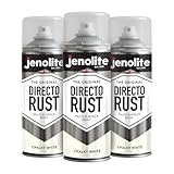 JENOLITE Directorust Chalky Spray Paint | WHITE | 3x400ml | Multi-Surface Chalky Finish Spray Paint | Ideal For Furniture, Ornaments, Picture Frames | Interior & Exterior Use | RAL 9016