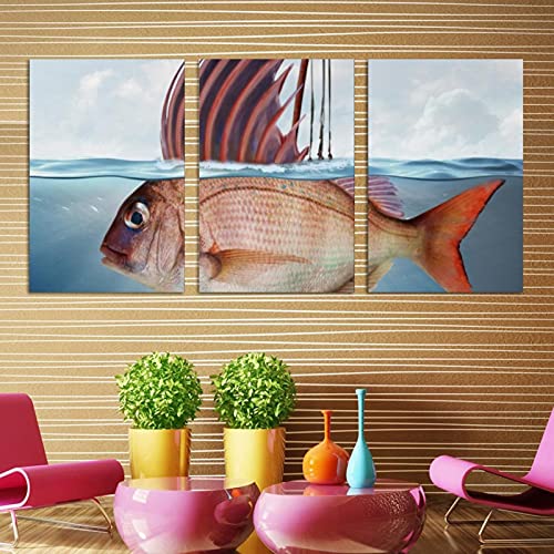 Art manipulation poisson voile mer triptyque imprimé encadré - 3