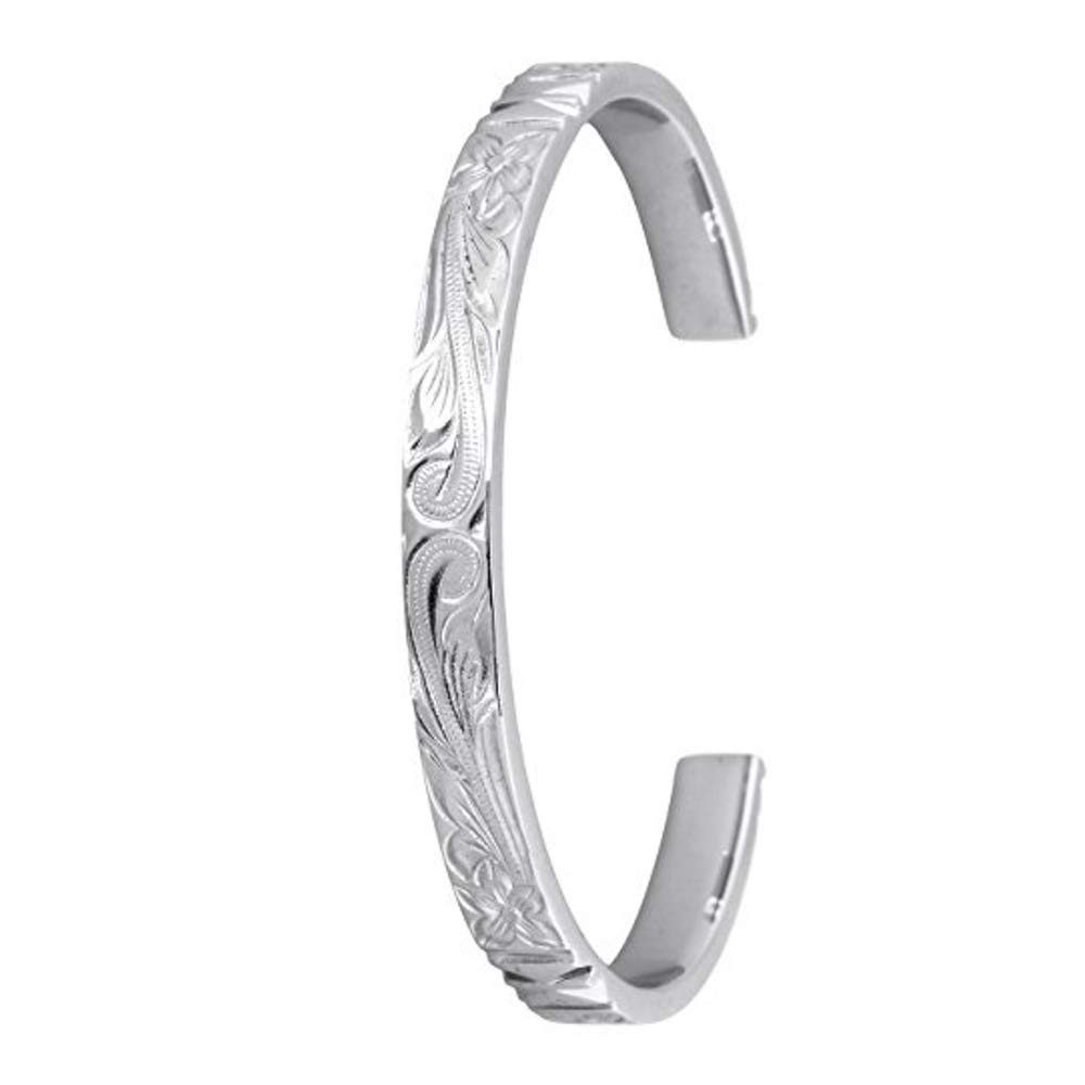 Austaras - Bracciale rigido in stile hawaiano, per uomo e donna, One Size, Nichel Metallo Acciaio inossidabile Argento sterling