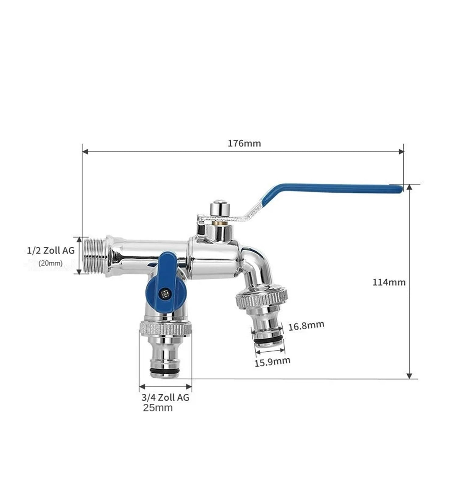 1 Uds G1/2 Lavadora de latón de Doble Uso de Alto Flujo uno en Dos Grifo de Salida jardín Patio al Aire Libre heladas y Bebedero de riego Solar (Color : DN15 Black Handle)