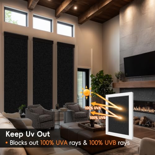Image of Blackout Window Privacy Film, Removable Window Cover Static Cling, Darkening Light Heat Blocking, Window Tint for Home Garage Bedroom Day Sleep, Black 23.6 Inch * 78.74 Inch