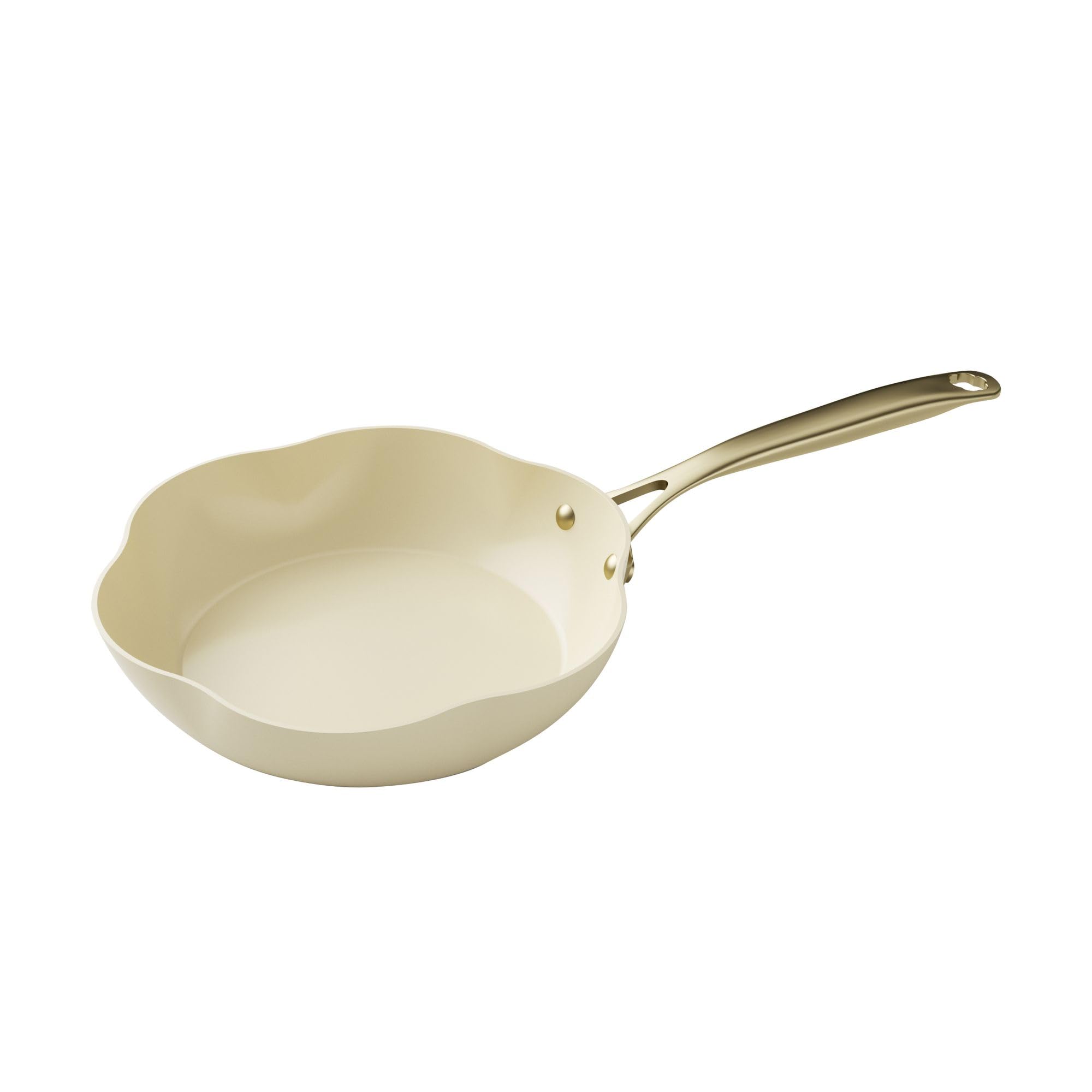 MENASTYL - Poêle 20cm Dahlia sans PFAS - Revêtement céramique antiadhésif crème - 98% d'aluminium recyclé - Tous feux dont induction et lave-​vaisselle - Poignée rivetée en inox - 6020937