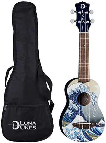 Luna Great Wave Soprano Ukulele with Gigbag