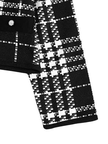 Image of WDIRARA Toddler Girl's 2 Piece Houndstooth Button Down Jacket Top and Mini Skirt Cute Set