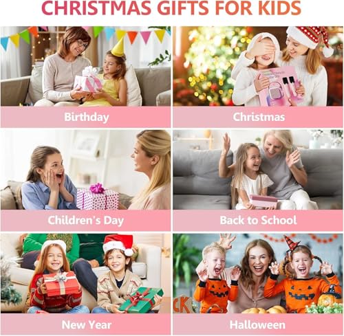 Image of Kids Karaoke Speaker with Wireless Microphone | Portable Bluetooth Singing Machine with LED Lights | Mini Rechargeable Karaoke System for Boys & Girls (1 Mic, Pink)