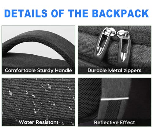 School Backpack for Men Women Teen Boys,Bookbag Laptop Backpack with USB Port and Headphone Jack Water Resistant College SchoolBag for School Business Travel4