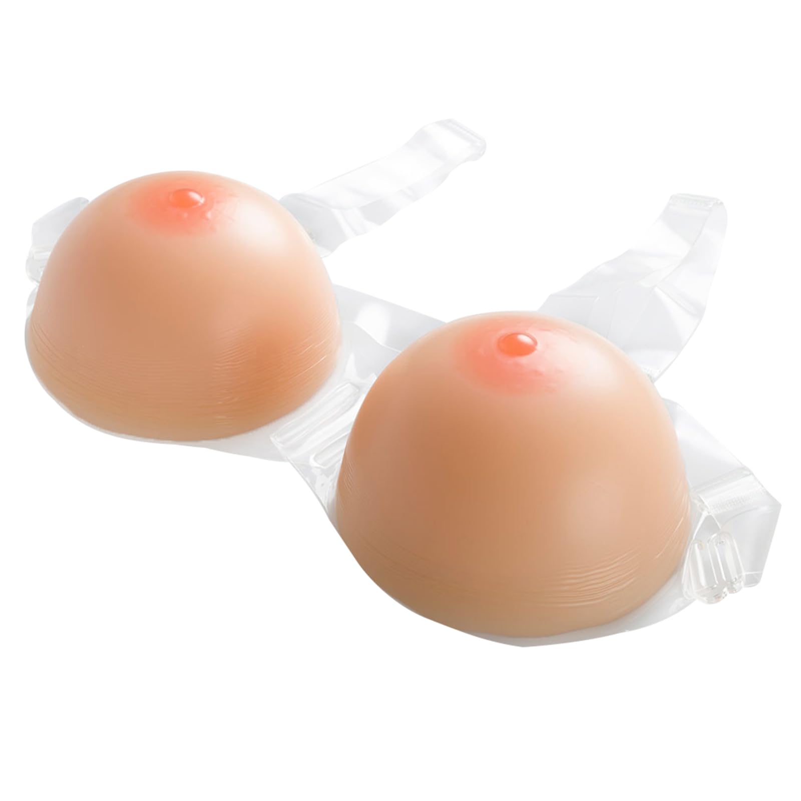 1 Pair Strap On Silicone Breast Forms with Adjustable Shoulder, Realistic Fake Boobs GG Cup Skincolor for Mastectomy(EE Cup)