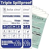 Bolsa Circe Disposable Urine Bags 9pcs Resealable, Portable Travel Disposable Urinal Bags for Men...